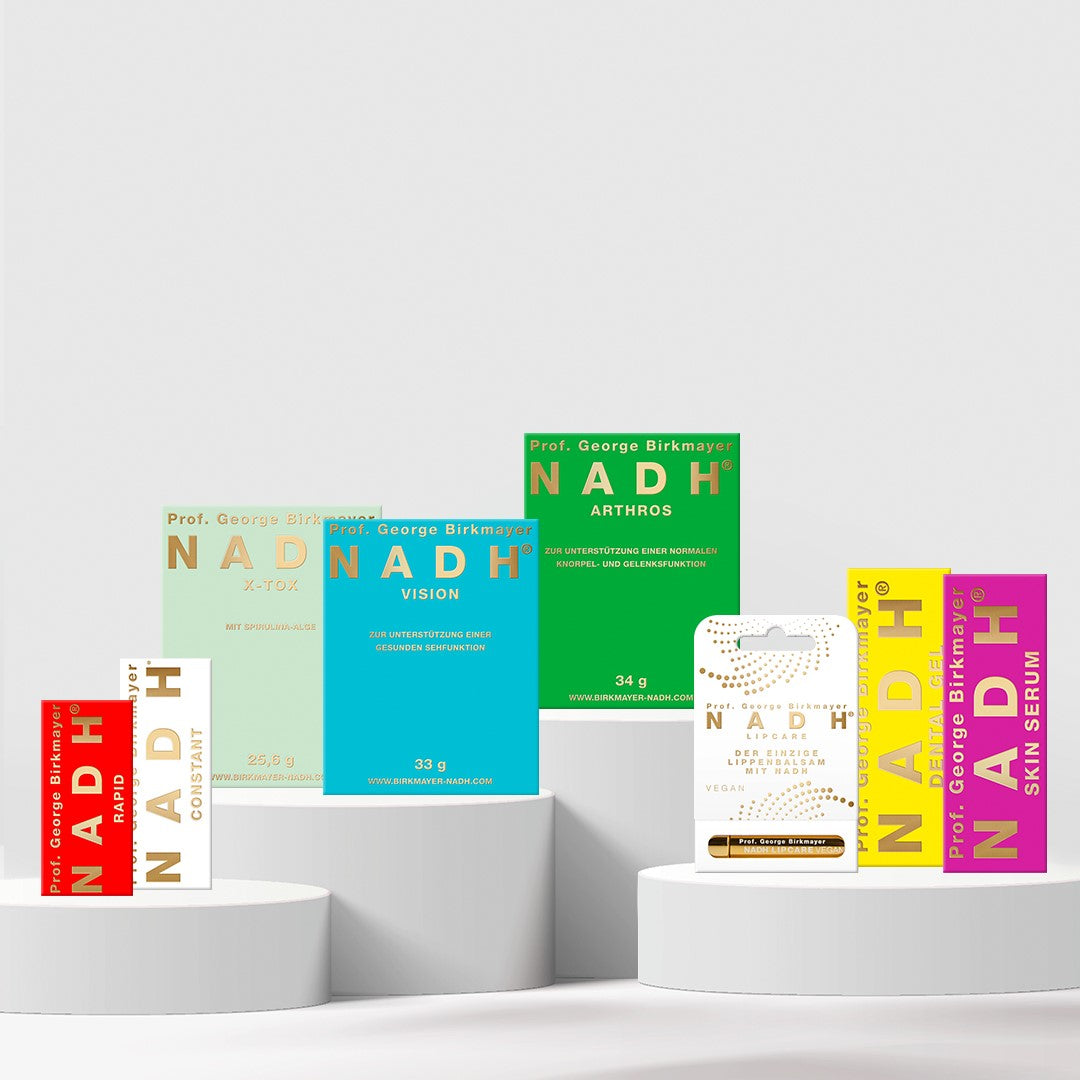 Varios productos NADH en pedestales